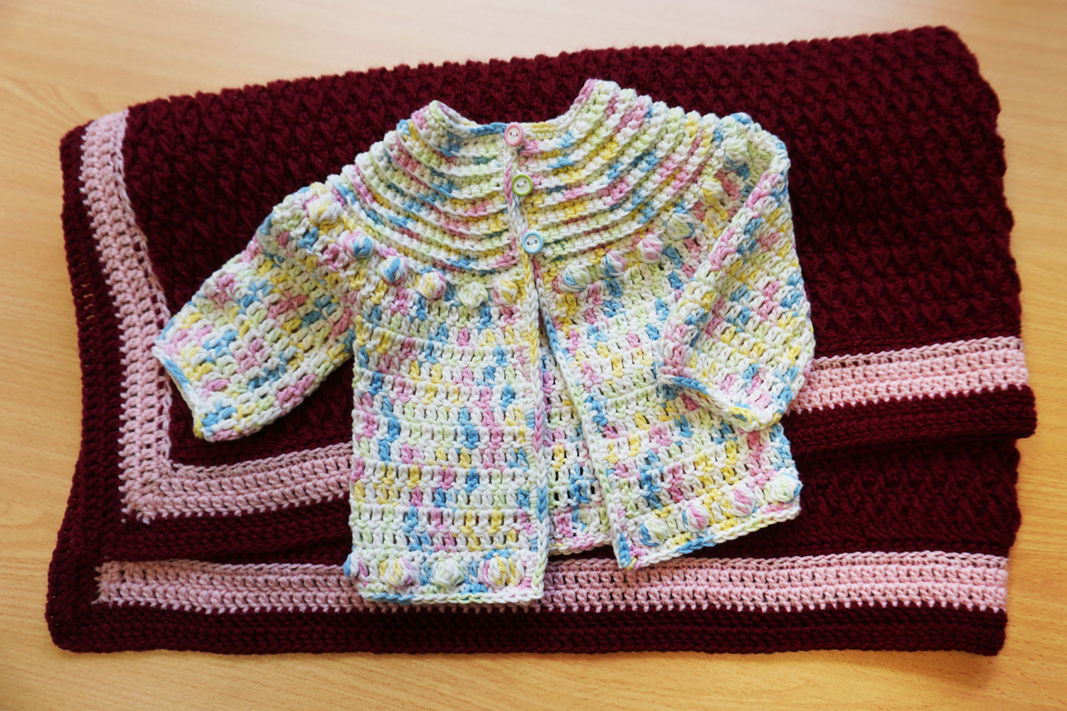 Babies crocheted jacket chest